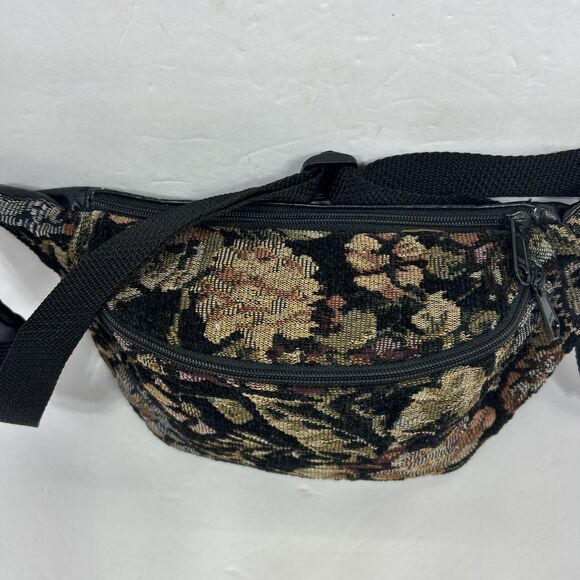 Vintage Floral Tapestry Bum Bag Fanny Pack Waist Zip Pockets Bloomcore Cottage - Picture 4 of 16